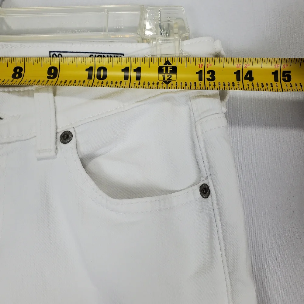 Vineyard Vines White Straight Leg Jeans w/ Blue & Silver Stars Embroidered Sz 00 - Picture 10 of 12